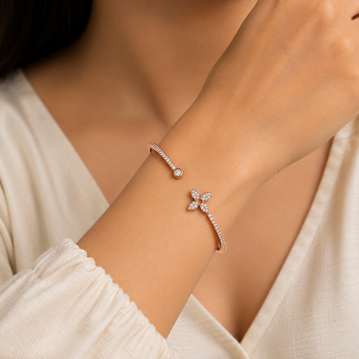 FLORAL OPEN CUFF BRACELET