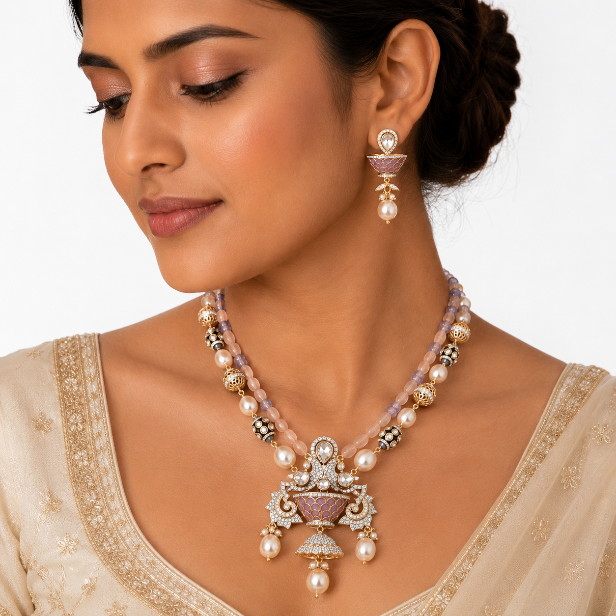 MORGANITE & TANZANITE NECKLACE SET