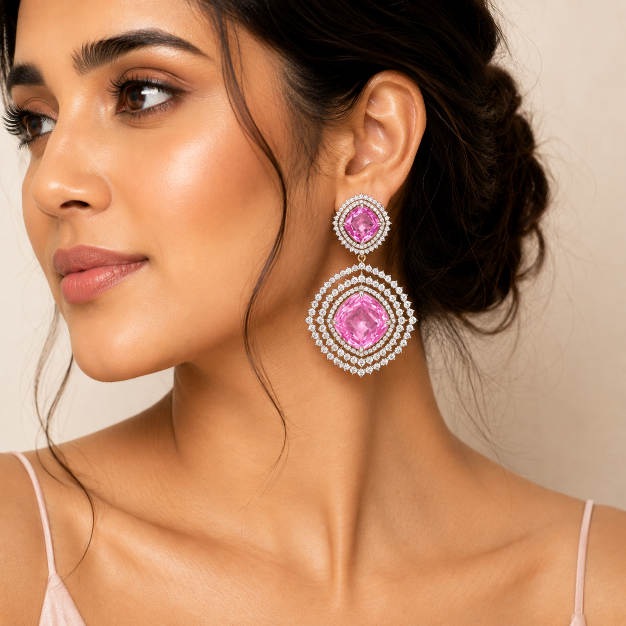 PINK SAPPHIRE COCKTAIL EARRINGS
